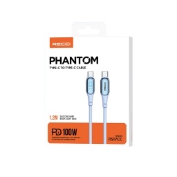 Cable de Datos RECCI Phantom RS17CC PD:100W TipoC-TipoC Azul